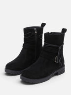 Bottines Femme Suédine Bride Boucle Zip Latéral