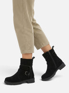 Bottines Femme Suédine Bride Boucle Zip Latéral