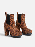 Bottines Chelsea Femme Imprimé Léopard Plateforme Talon Carré