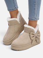 Women's Faux Fur Bow Platform Slippers