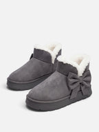 Women's Faux Fur Bow Platform Slippers