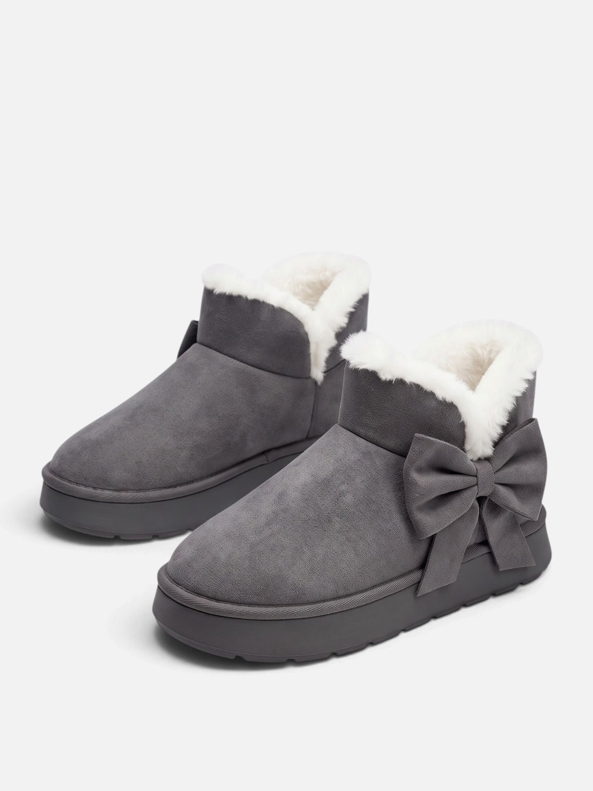 Women's Faux Fur Bow Platform Slippers