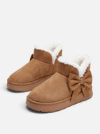 Women's Faux Fur Bow Platform Slippers