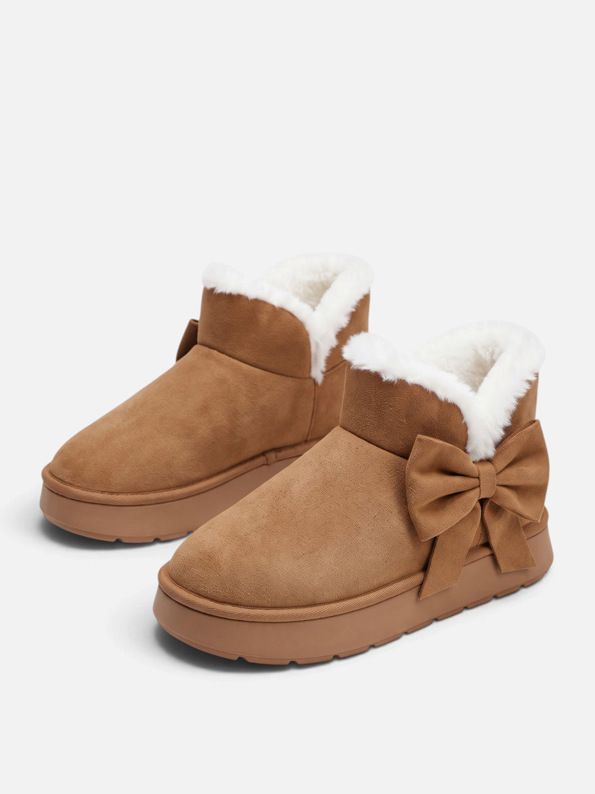 Women's Faux Fur Bow Platform Slippers