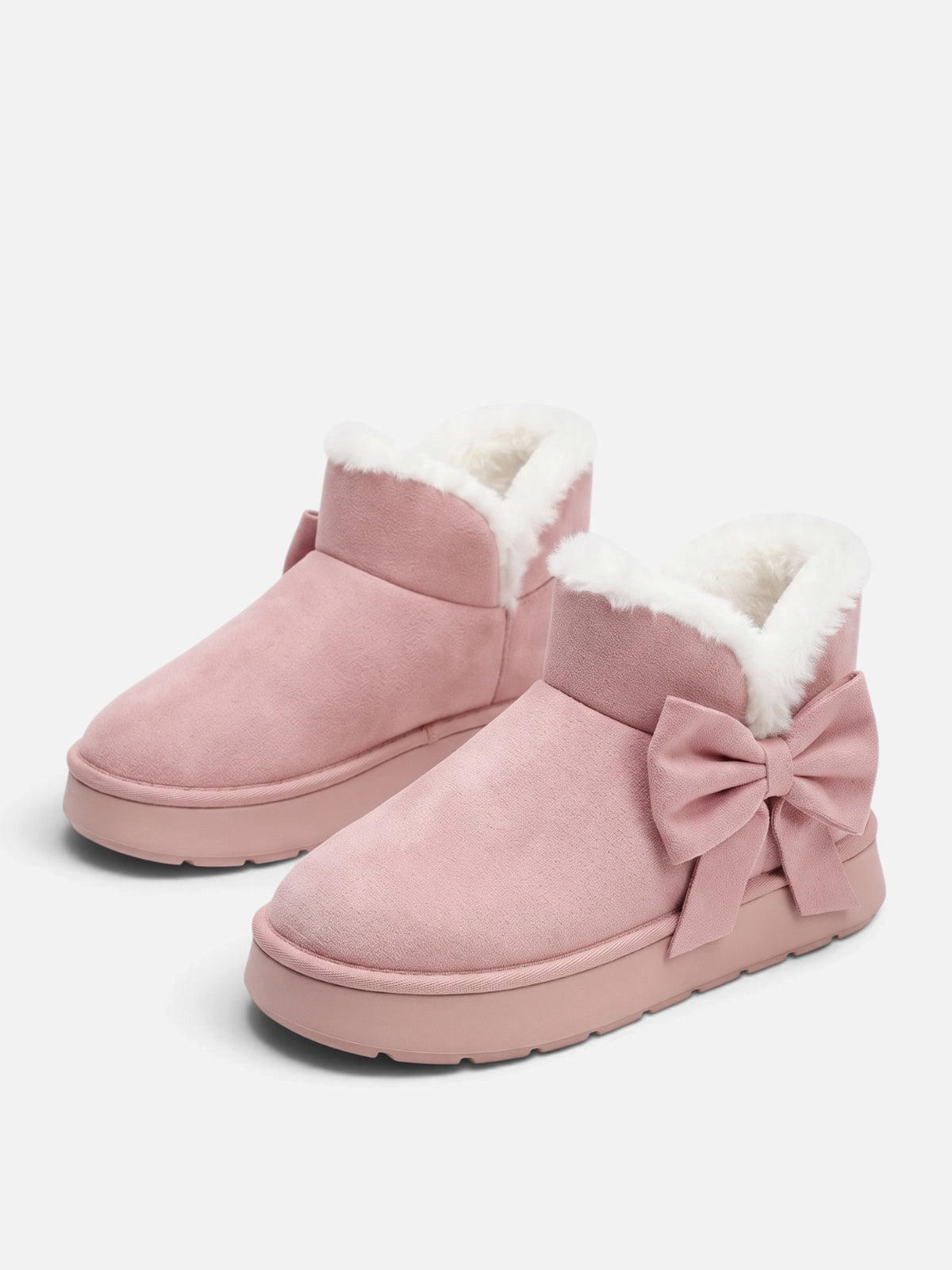 Women's Faux Fur Bow Platform Slippers