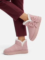 Women's Faux Fur Bow Platform Slippers
