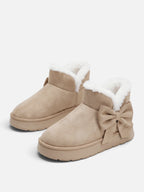 Women's Faux Fur Bow Platform Slippers