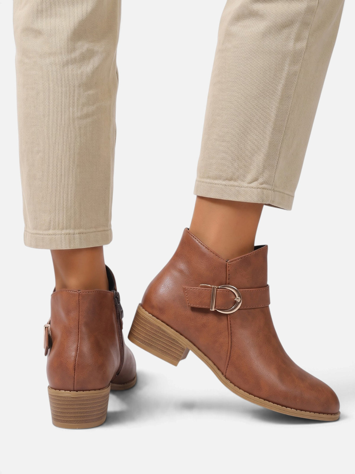Bottines Femme Cuir Bride Boucle
