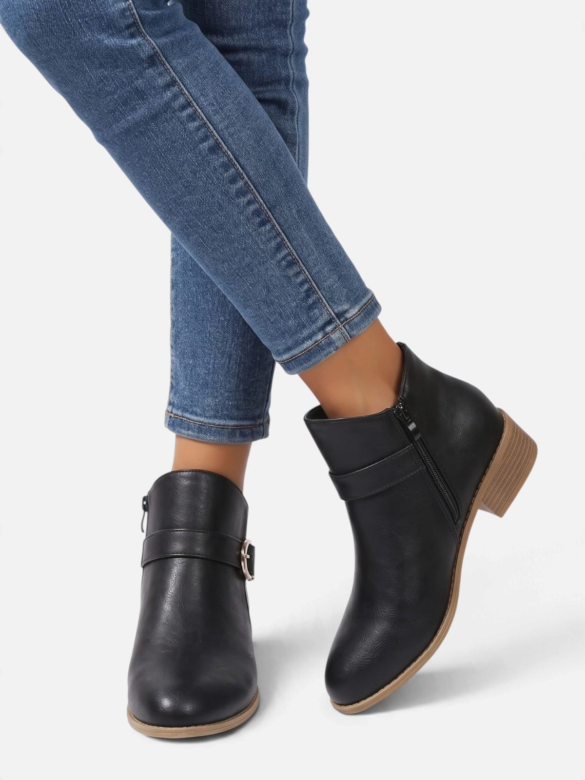 Bottines Femme Cuir Bride Boucle