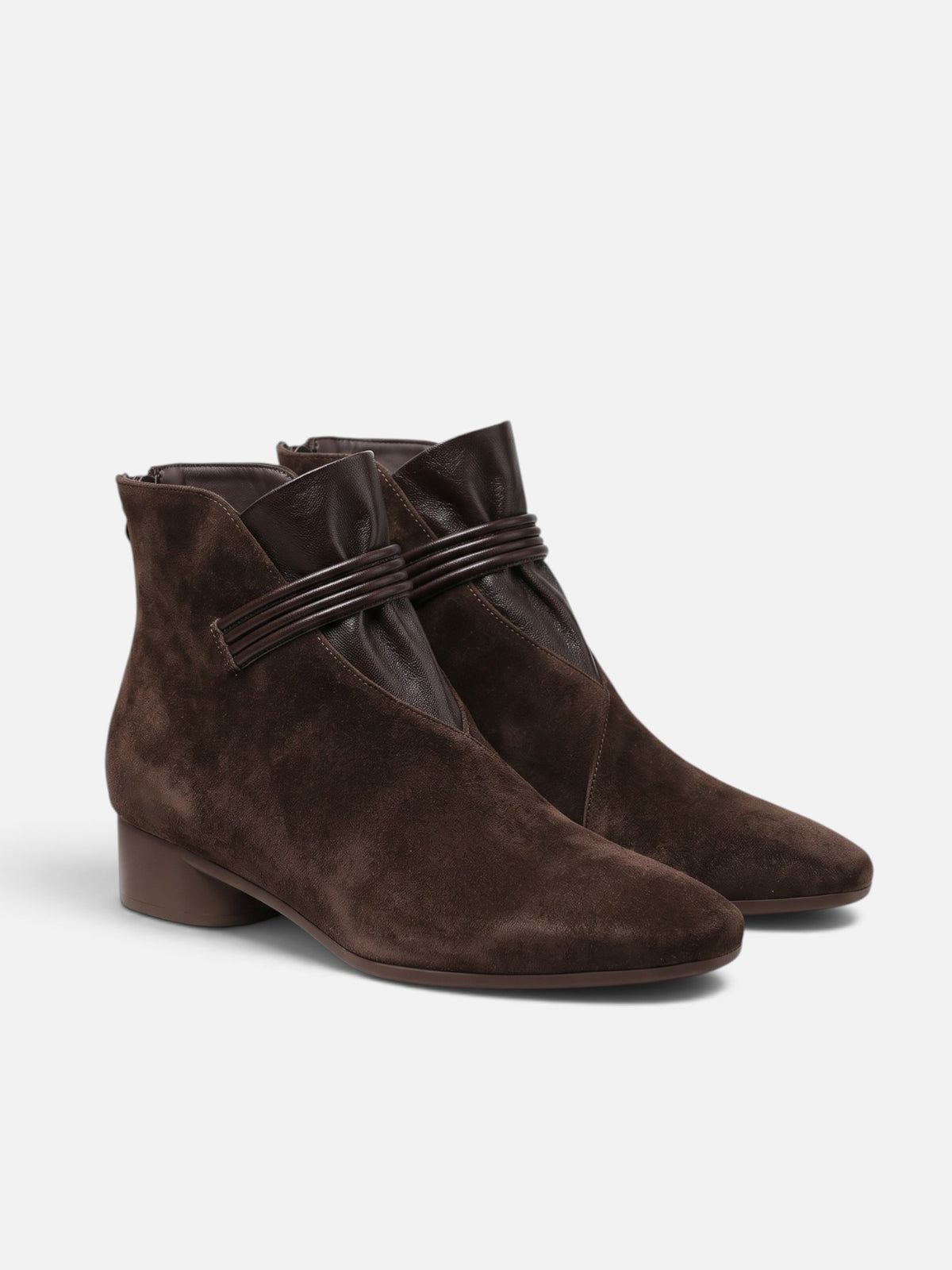 Bottines Femme Effet Daim Sangle Zip Arrière