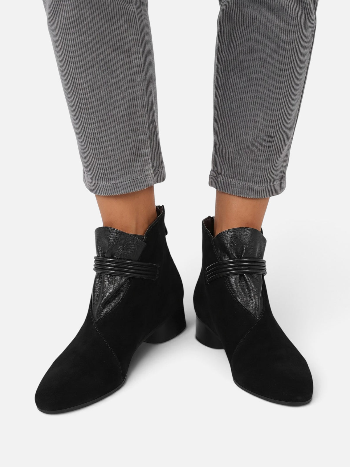 Bottines Femme Effet Daim Sangle Zip Arrière