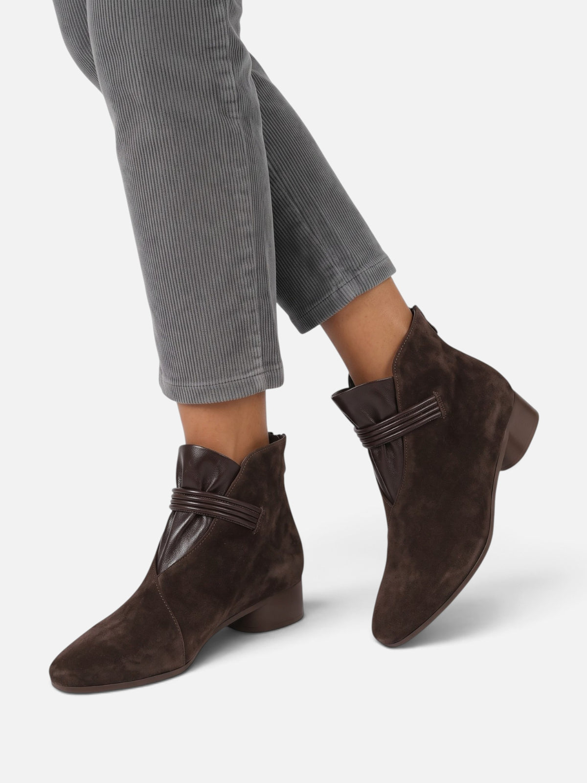 Bottines Femme Effet Daim Sangle Zip Arrière