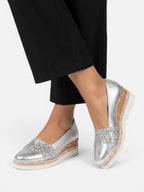 Mocassins Compensés Femme Paillettes