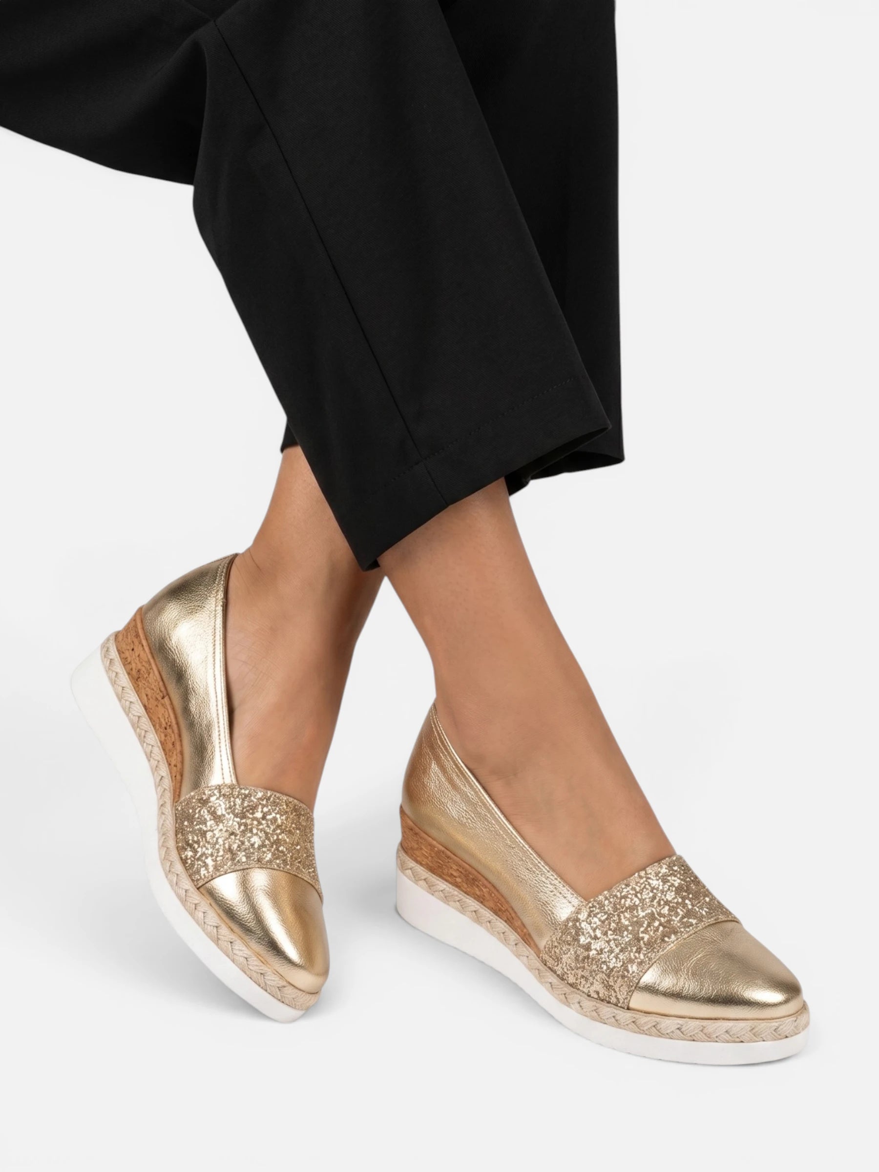 Mocassins Compensés Femme Paillettes