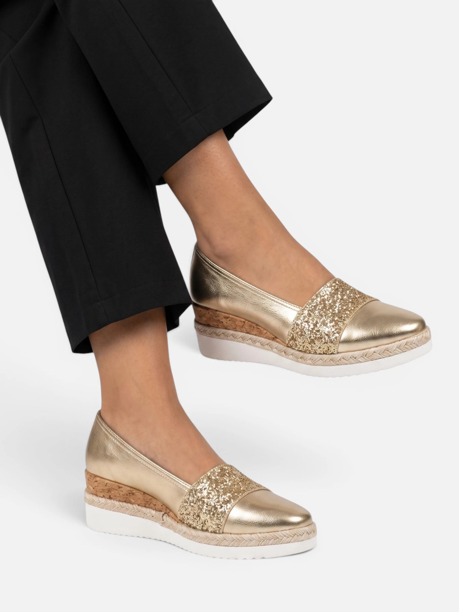Mocassins Compensés Femme Paillettes
