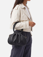 Women’s Leather Ruched Ring Handle Bag