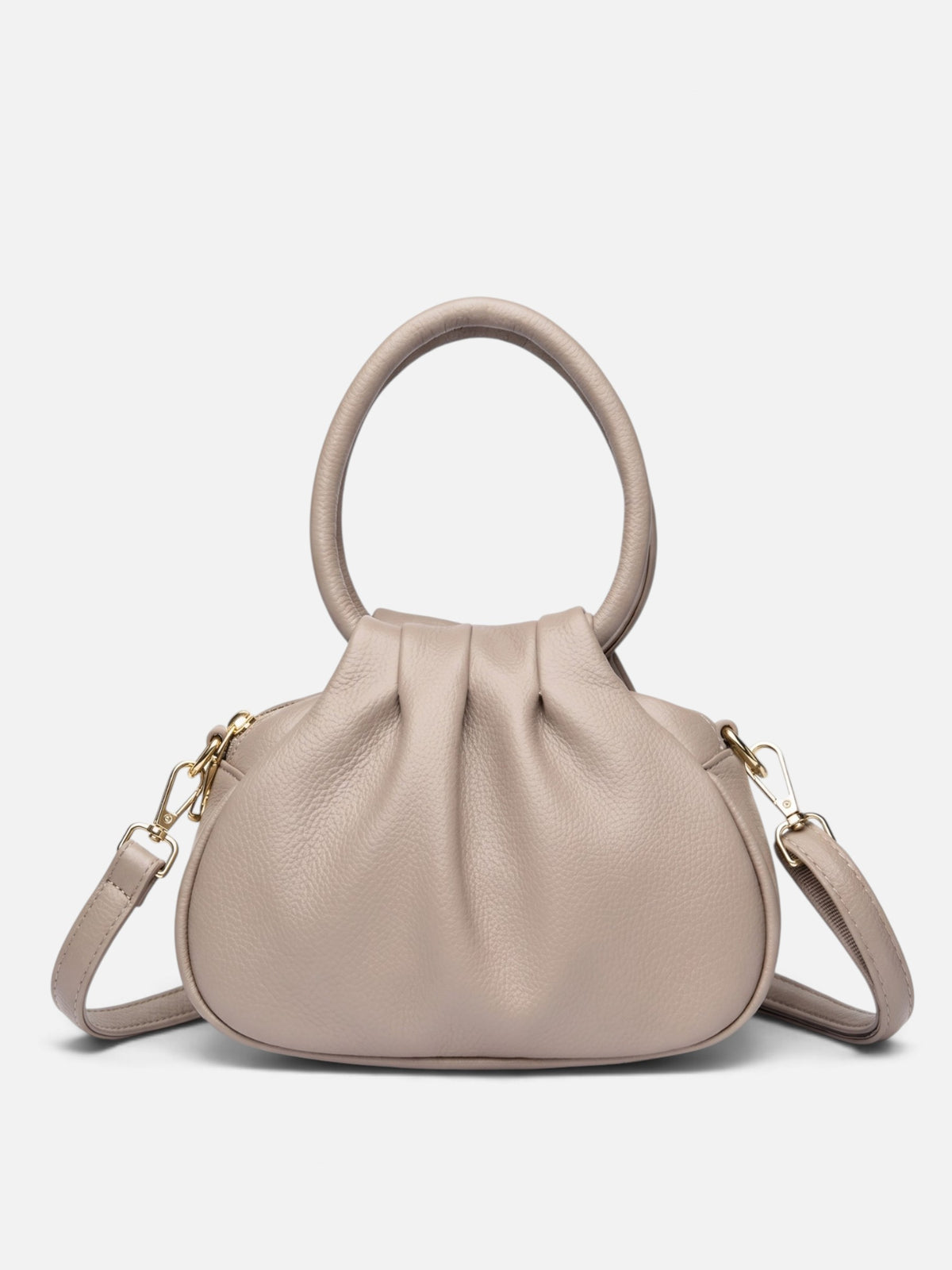 Women’s Leather Ruched Ring Handle Bag