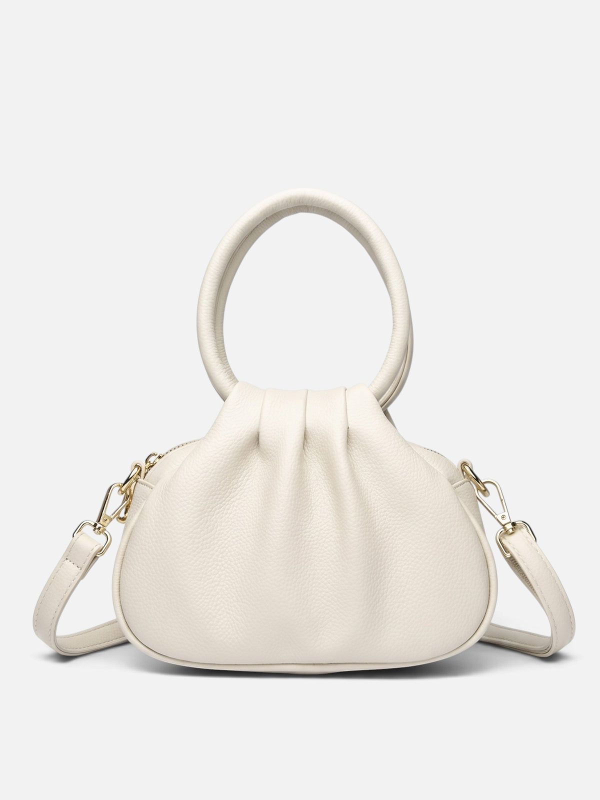 Women’s Leather Ruched Ring Handle Bag