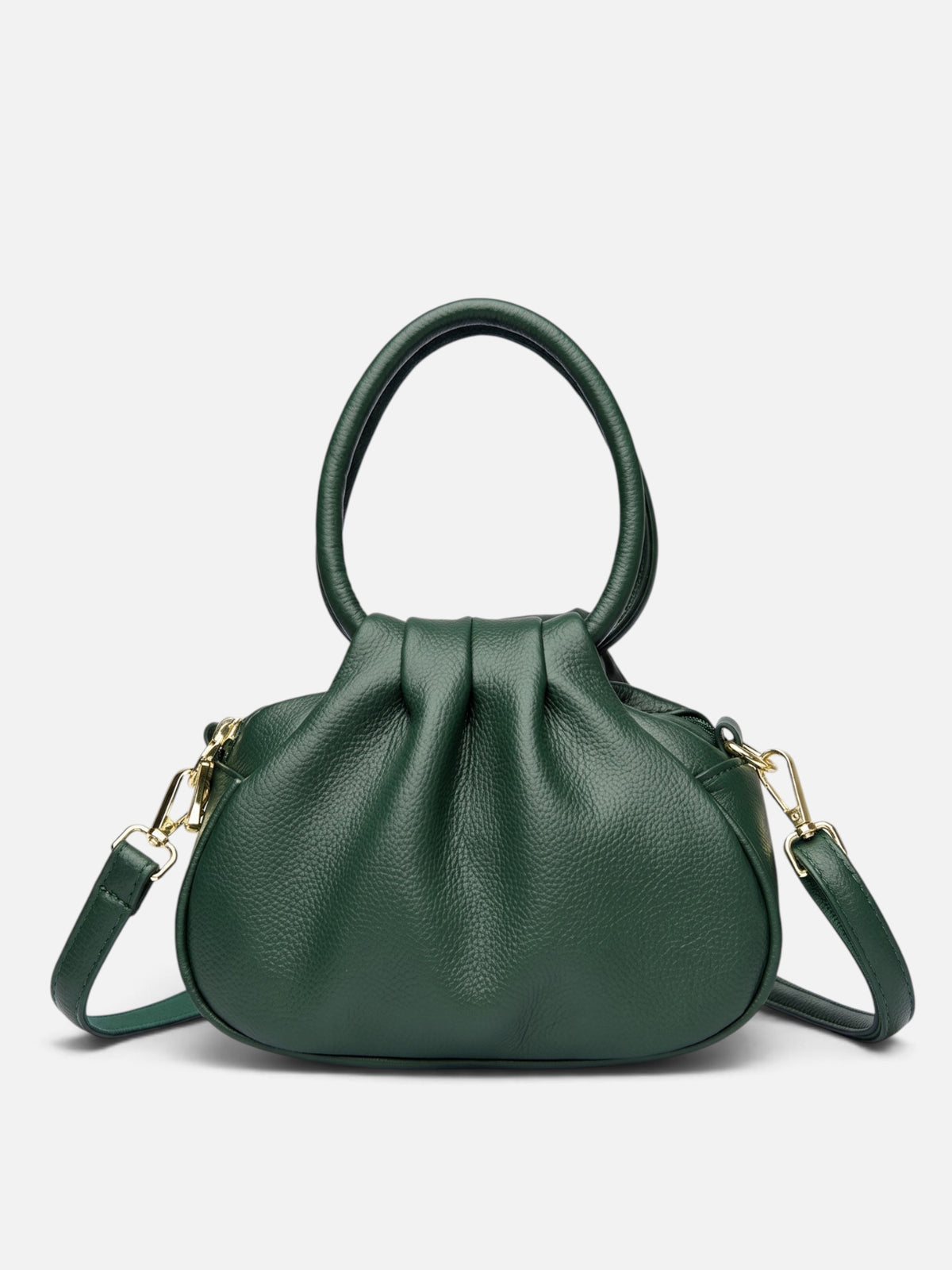 Women’s Leather Ruched Ring Handle Bag