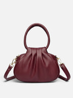 Women’s Leather Ruched Ring Handle Bag