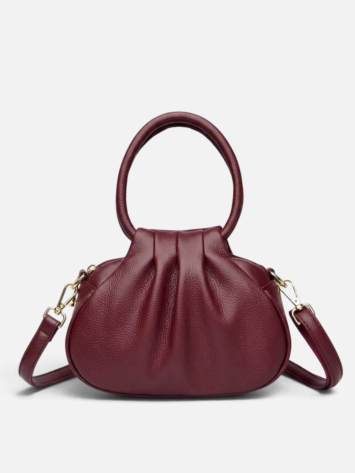 Women’s Leather Ruched Ring Handle Bag