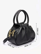 Women’s Leather Ruched Ring Handle Bag
