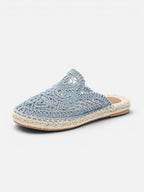 Dámské espadrilky mule s háčkovaným svrškem a pletenou podrážkou