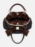 Sac Cabas Femme à Pois Détail Noeud Bordure Dentelle