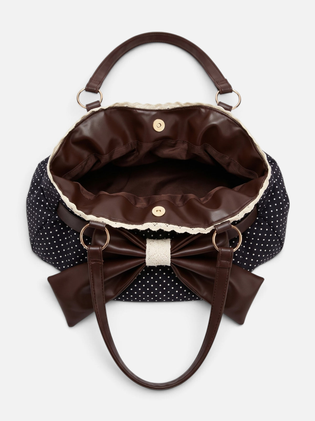 Sac Cabas Femme à Pois Détail Noeud Bordure Dentelle