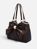 Sac Cabas Femme à Pois Détail Noeud Bordure Dentelle
