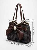 Sac Cabas Femme à Pois Détail Noeud Bordure Dentelle