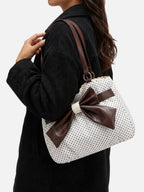 Sac Cabas Femme à Pois Détail Noeud Bordure Dentelle