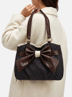 Sac Cabas Femme à Pois Détail Noeud Bordure Dentelle