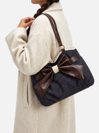 Sac Cabas Femme à Pois Détail Noeud Bordure Dentelle