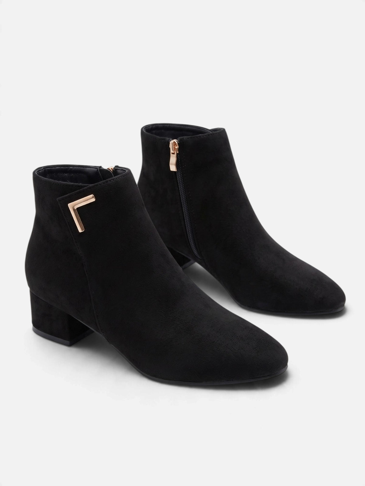Bottines Femme Détail Métal Zip Latéral