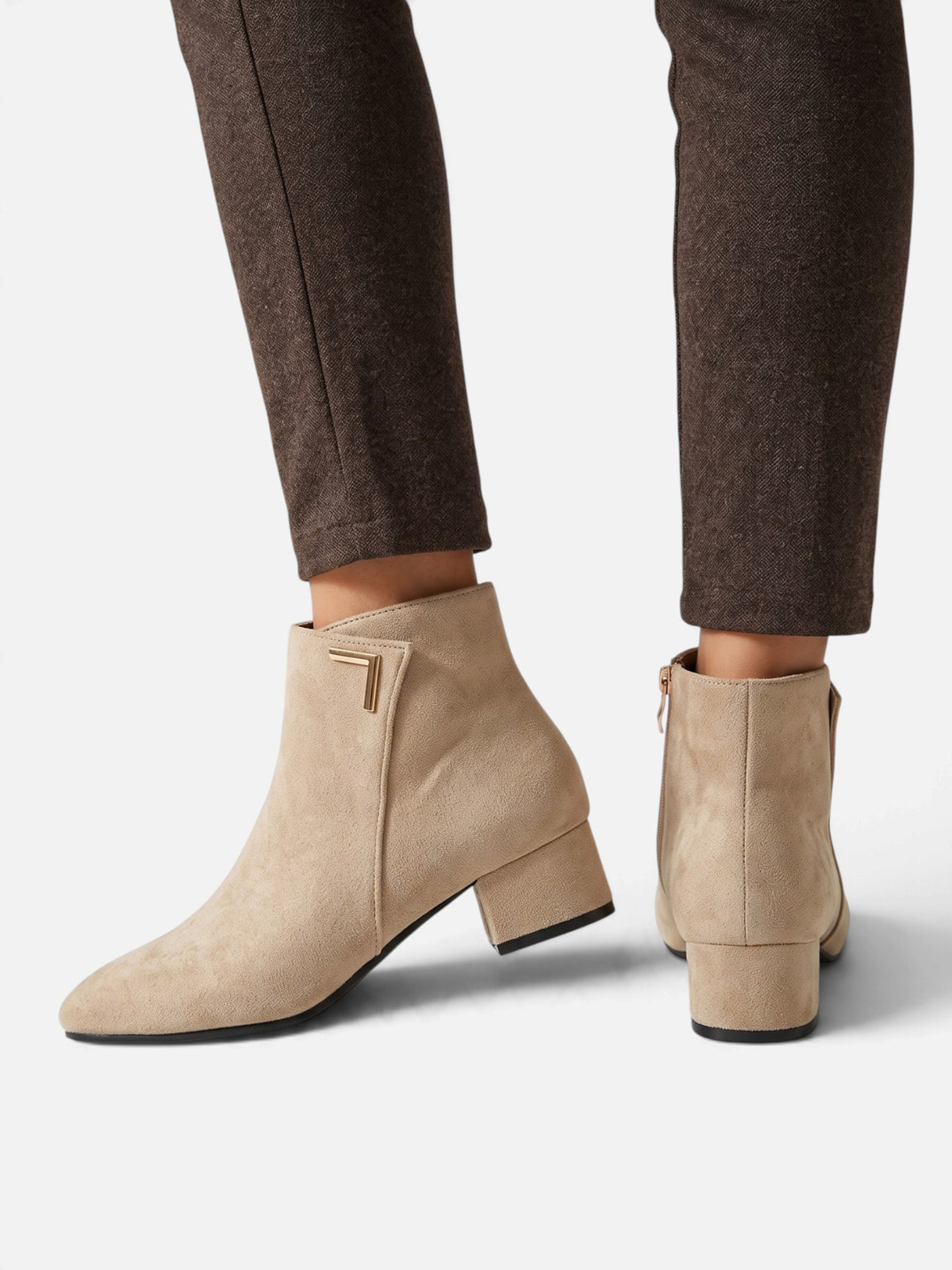 Bottines Femme Détail Métal Zip Latéral