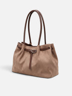 Sac Cabas Femme Suédine Porté Épaule Détail Ceinture à Boucle
