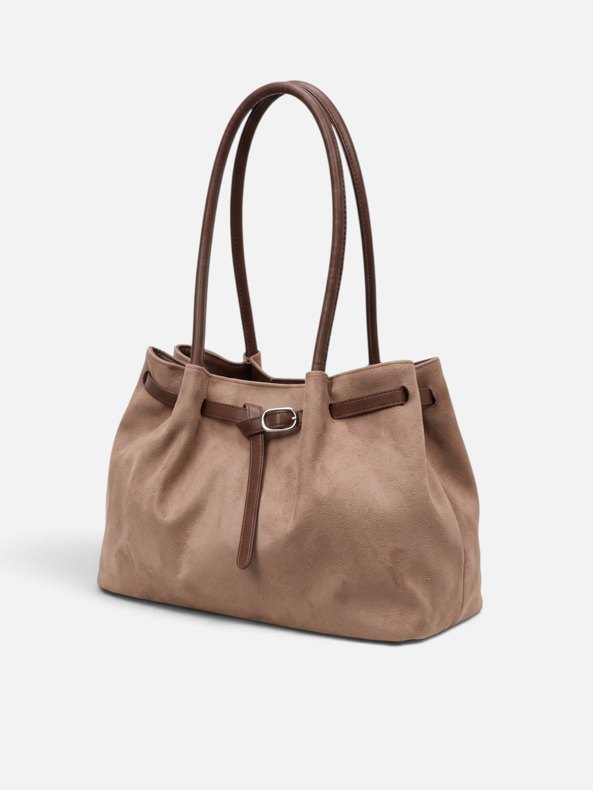 Sac Cabas Femme Suédine Porté Épaule Détail Ceinture à Boucle
