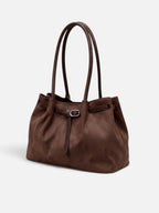 Sac Cabas Femme Suédine Porté Épaule Détail Ceinture à Boucle