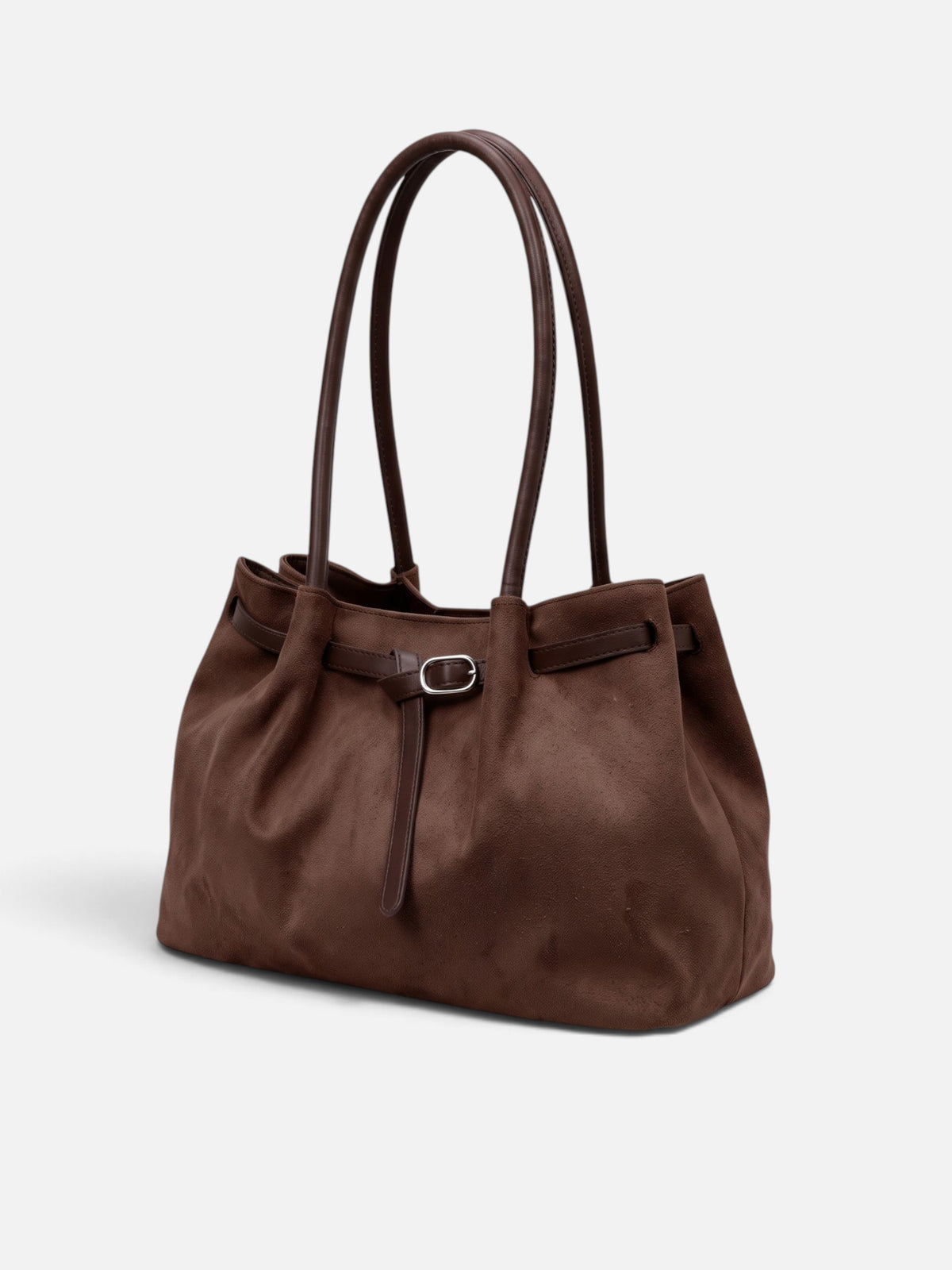 Sac Cabas Femme Suédine Porté Épaule Détail Ceinture à Boucle