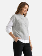 Gilet Femme Sans Manches Fleur en Relief Maille