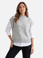 Gilet Femme Sans Manches Fleur en Relief Maille