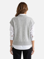 Gilet Femme Sans Manches Fleur en Relief Maille