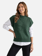 Gilet Femme Sans Manches Fleur en Relief Maille