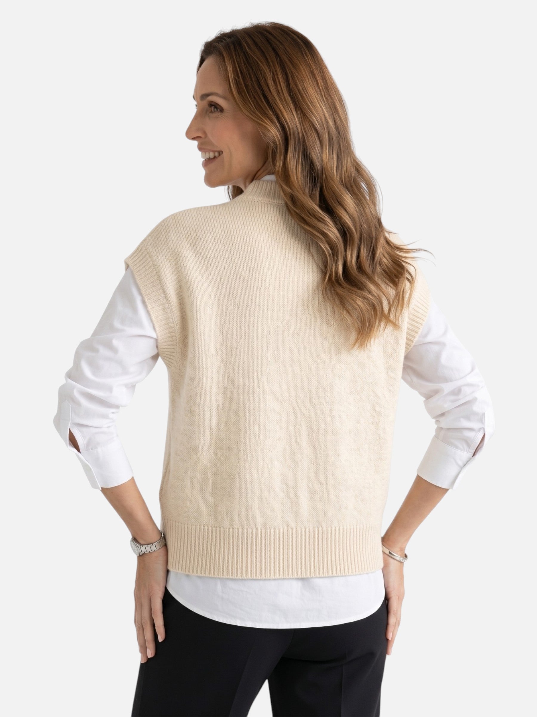 Gilet Femme Sans Manches Fleur en Relief Maille