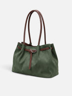 Sac Cabas Femme Suédine Porté Épaule Détail Ceinture à Boucle