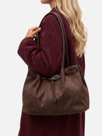 Sac Cabas Femme Suédine Porté Épaule Détail Ceinture à Boucle