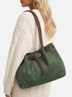 Sac Cabas Femme Suédine Porté Épaule Détail Ceinture à Boucle