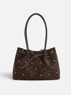 Sac Cabas Femme en Daim Clouté à Nœud