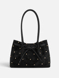 Sac Cabas Femme en Daim Clouté à Nœud